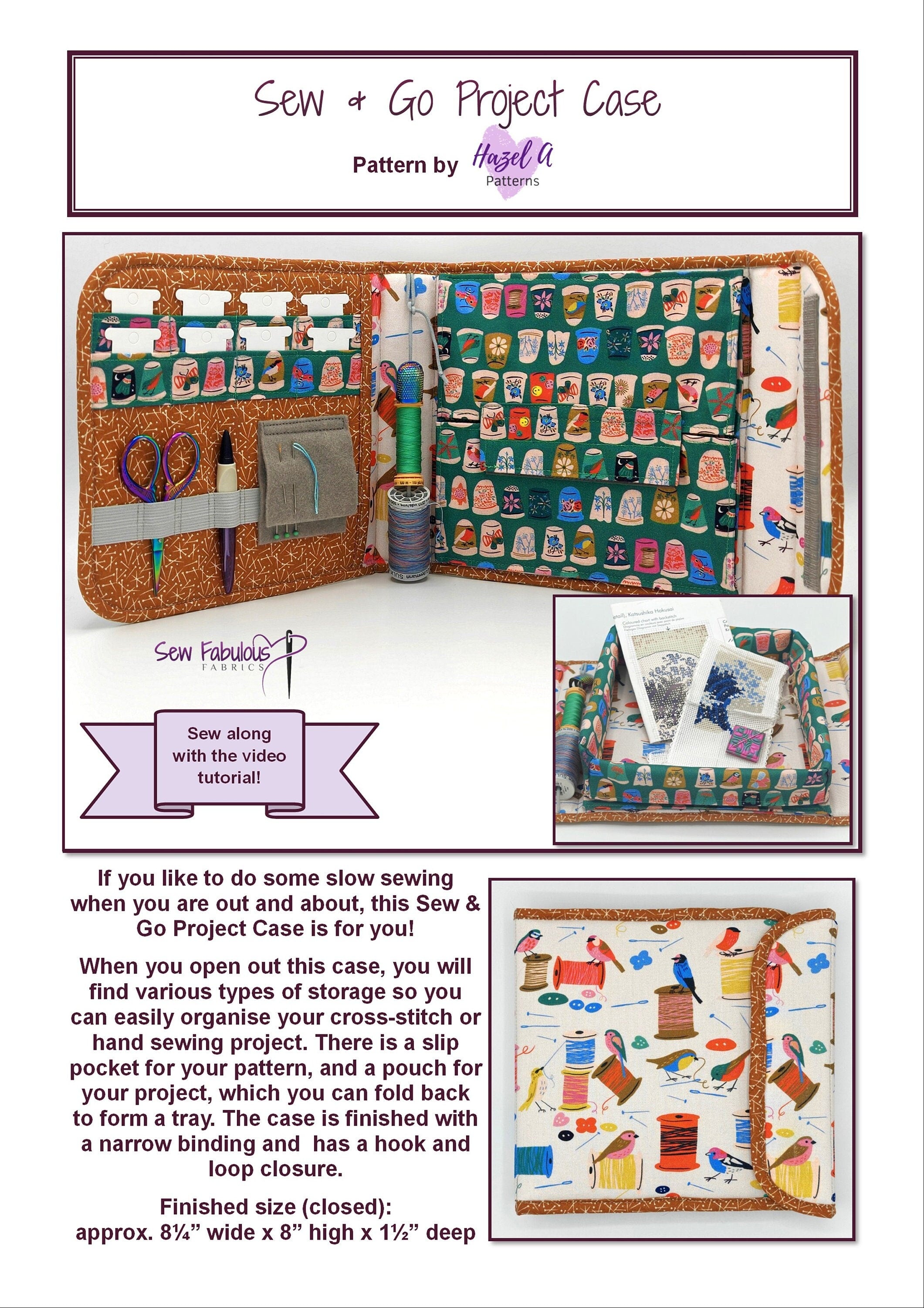 Sew & Go Project Case with pattern and sewing supplies 