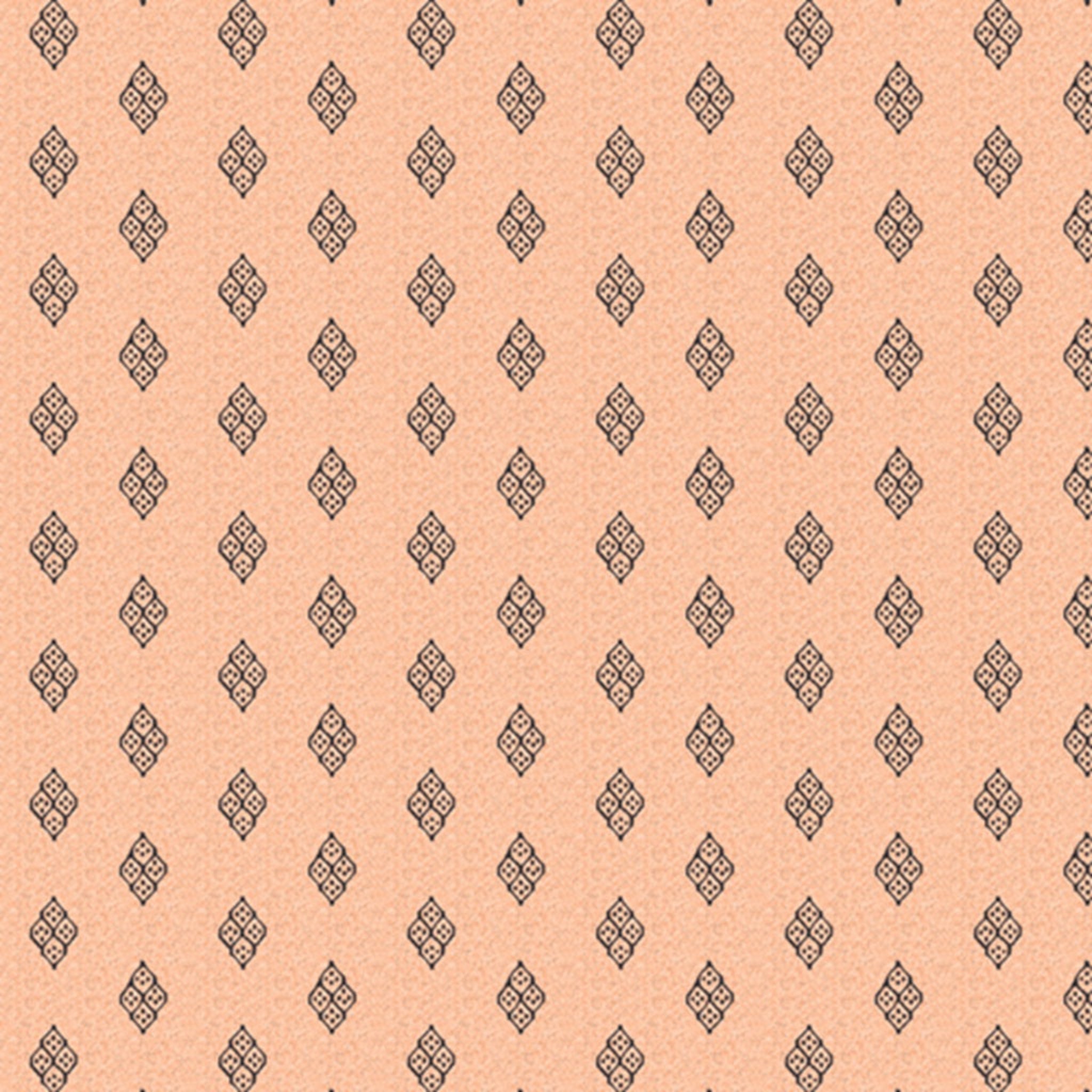 Patterned fabric with geometric design on a peach background
