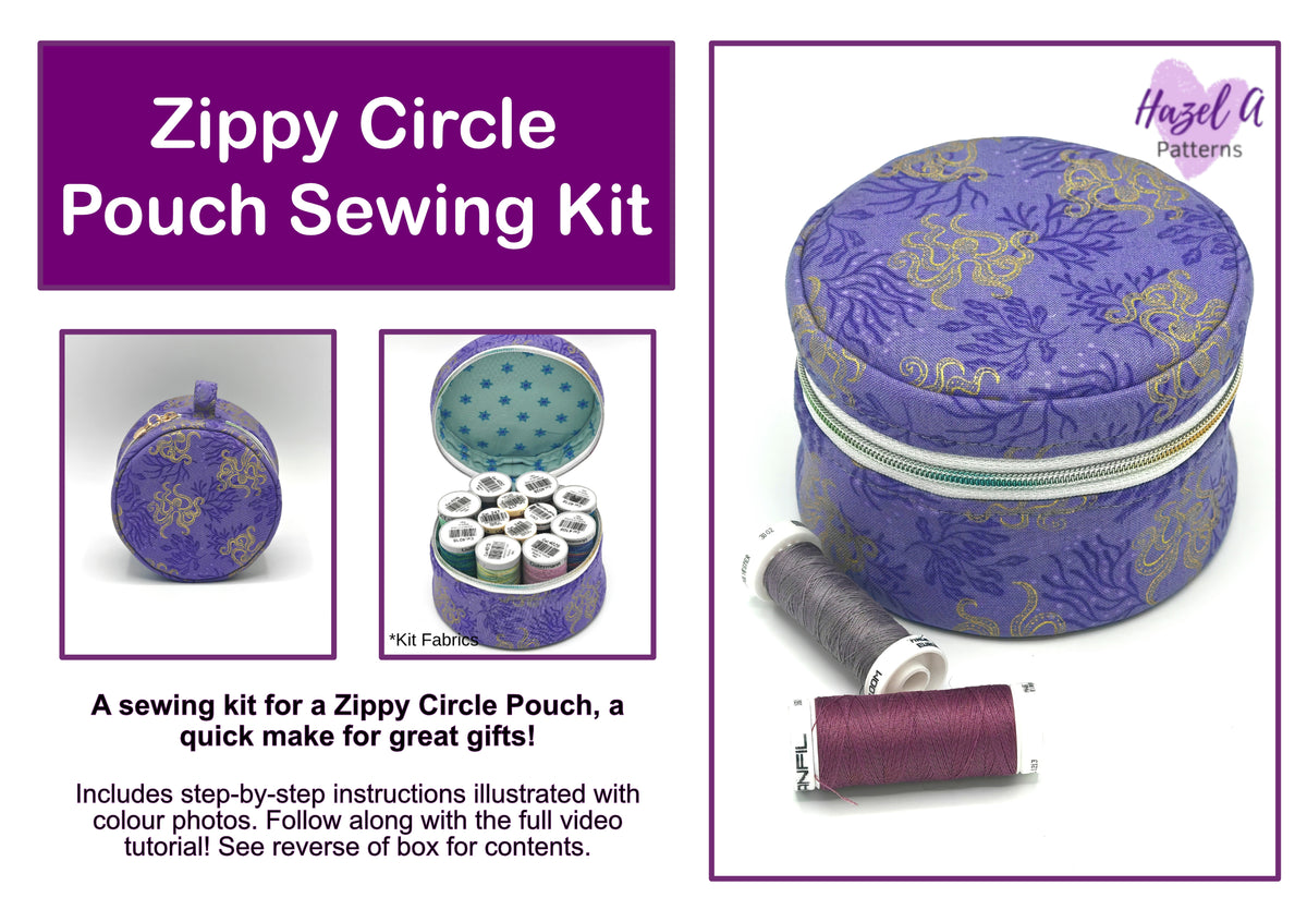 Zippy Circle Pouch Sewing Kit - Purple