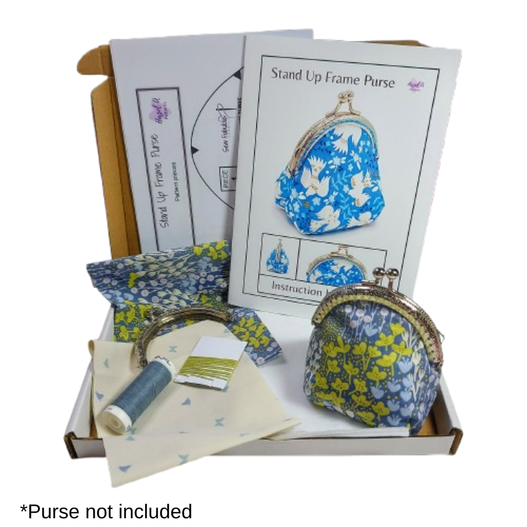 Stand Up Frame Purse Sewing Kit - Blue Floral - AGF Fabrics
