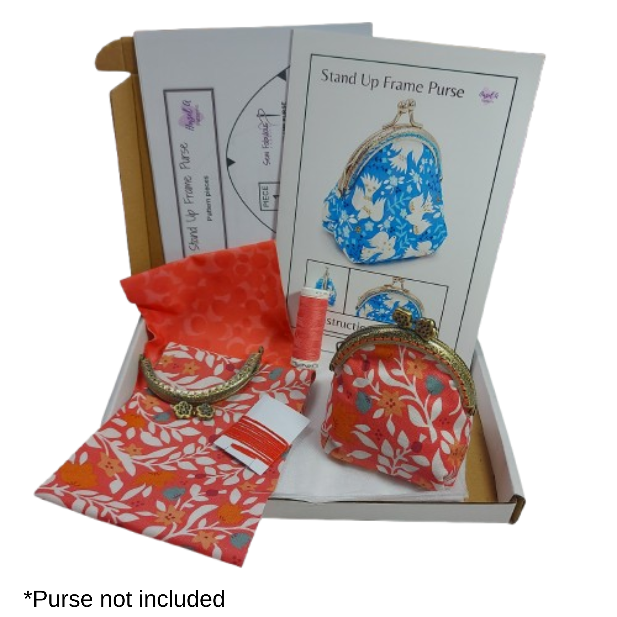 Stand Up Frame Purse Sewing Kit - Coral Floral - Lewis & Irene Fabrics