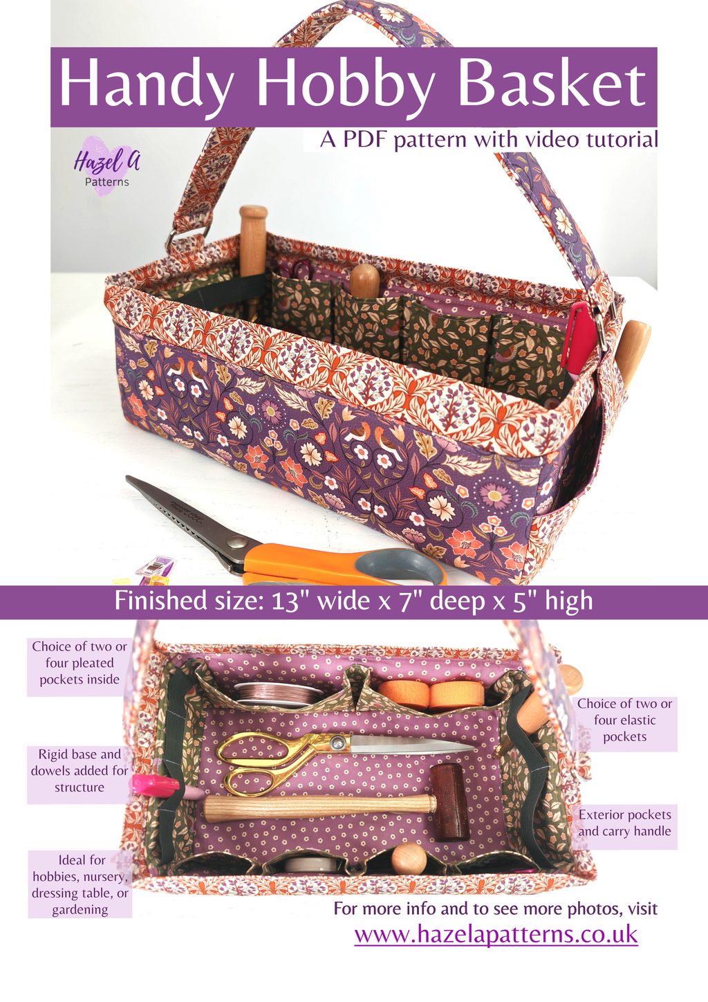 Printed Sewing Pattern - The Handy Hobby Basket