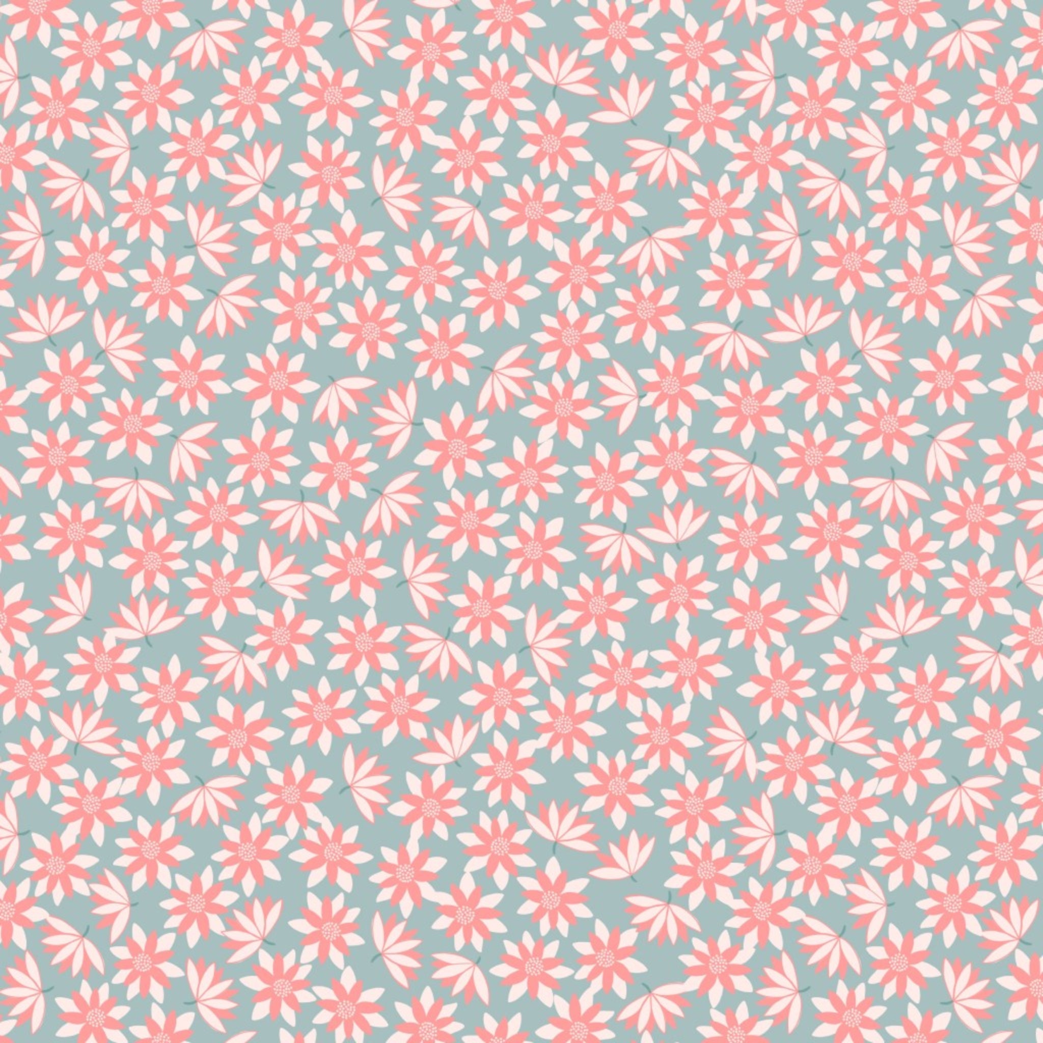Pattern of pink flowers on a gray background