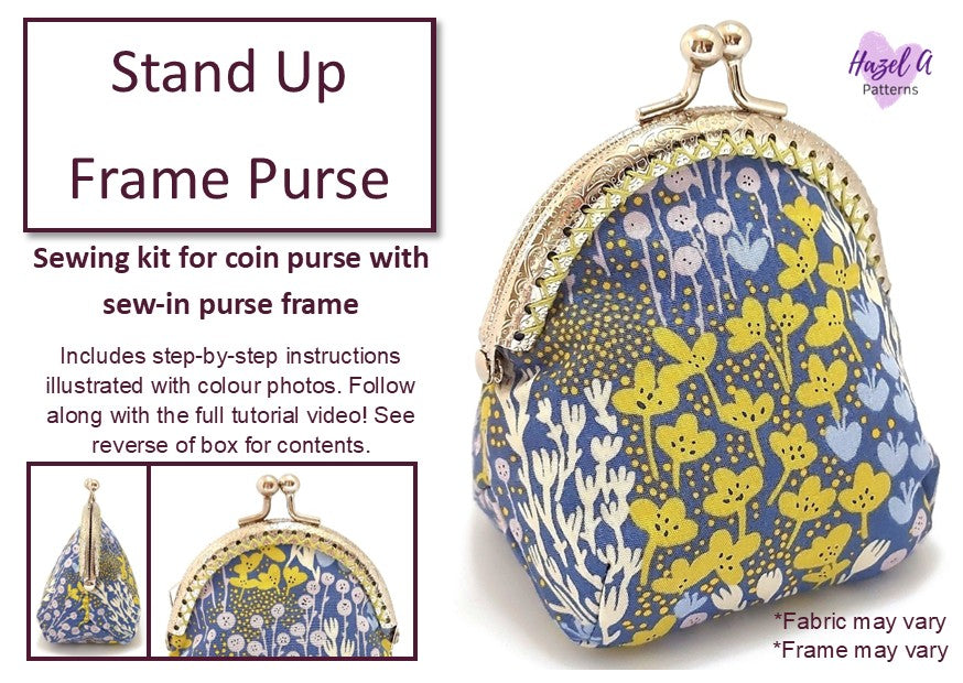 Stand Up Frame Purse Sewing Kit - Blue Floral - AGF Fabrics