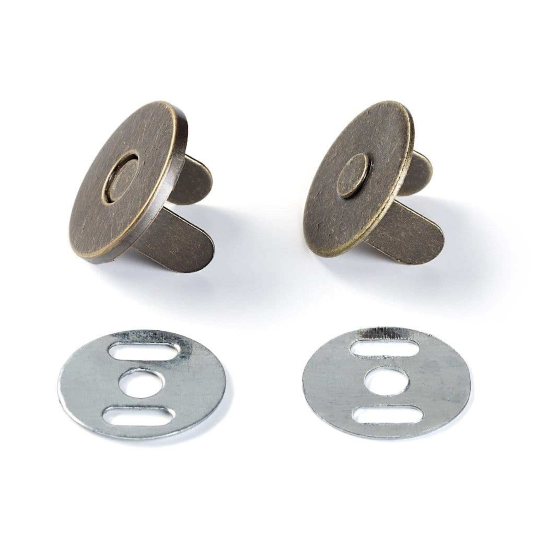 Set of metal components on a white background