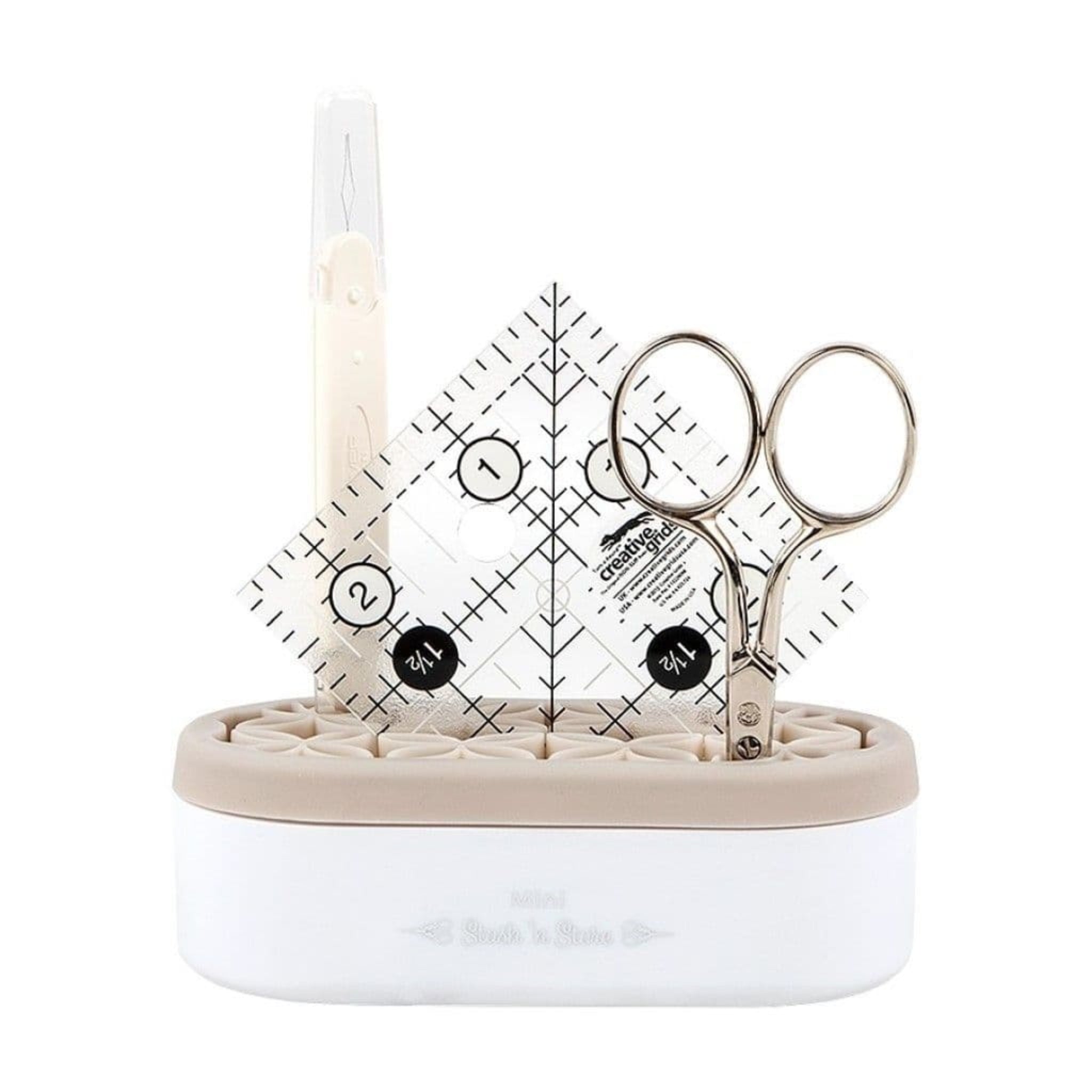 storage system for sewing tools in grey