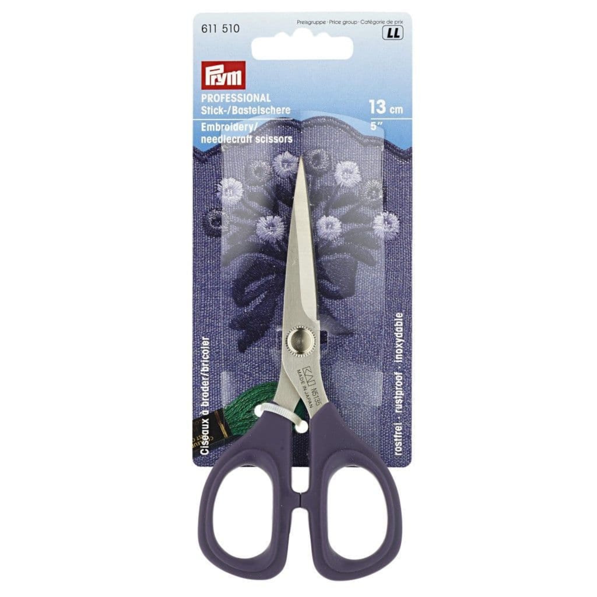 Pair of Prym embroidery scissors with blue handles 